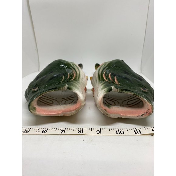 Bass Fish Sandals Rivers Edge Sz 11/12 Adult Non Slip Hand Painted Fisher Stream - Picture 5 of 9